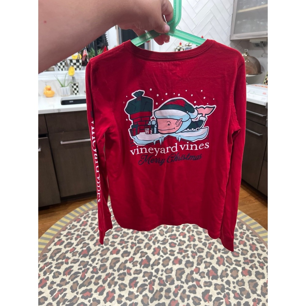 Vineyard Vines girls 8-10 whale Santa holiday long sleeve